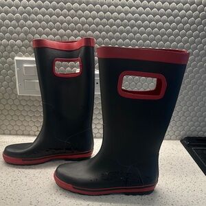 Capelli of New York Black and Red Women’s' Rain Boots